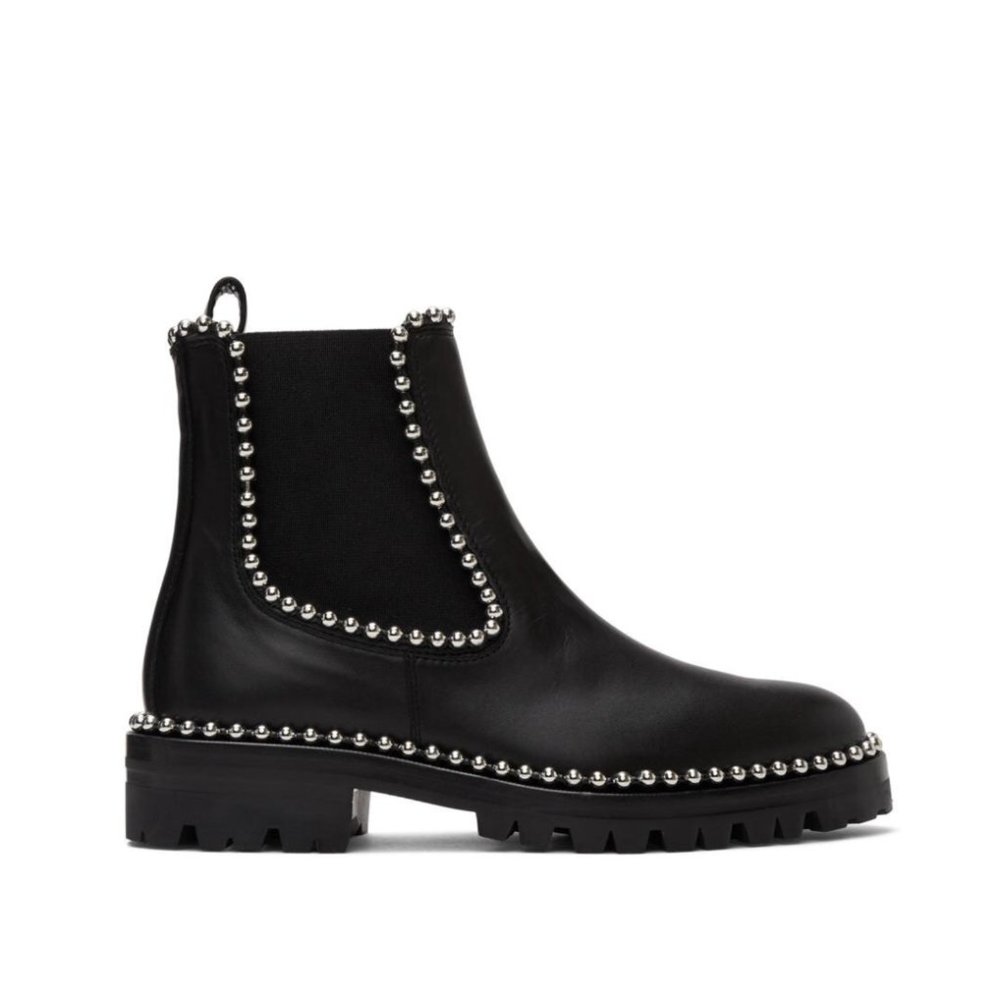 Alexander Wang Spencer Black Leather Studded Chelsea Boots